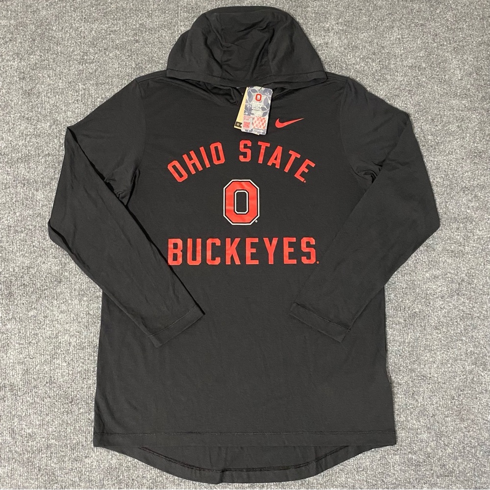 Nike Ohio State Buckeyes Primary Logo Mens Medium Lightweight Hoodied Shirt NWT